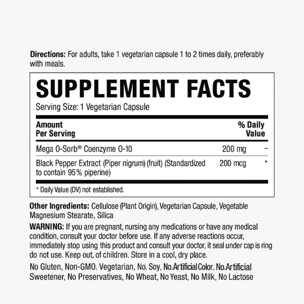 MEGA Q-SORB™ CoQ-10 200 mg with Black Pepper - Image 3