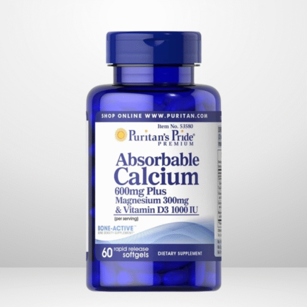 Absorbable Calcium 600 mg + Magnesium 300 mg & Vitamin D3 1000 IU (240 Softgels)
